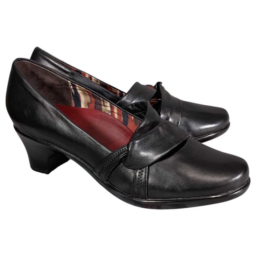 Abeo Shoes 7.5 Womens Black Mary Jane Leather Block Round Toe Mid Breathable